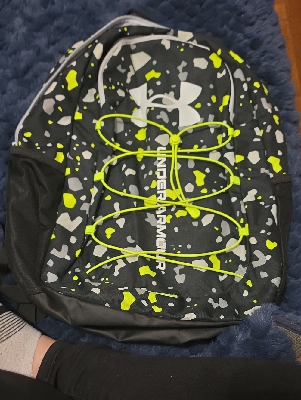 Under Armour Black Backpack with Neon Yellow Camo Accents